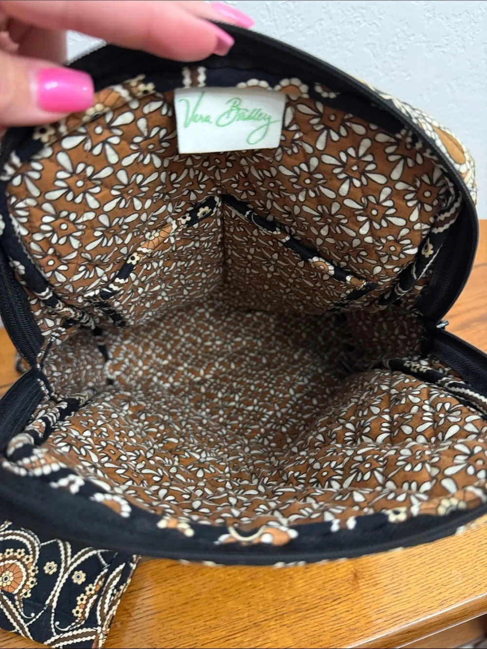 Vera Bradley Black and Gold Paisley Quilted Backpack